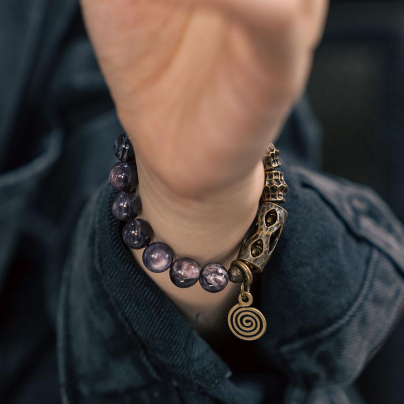 【Lake Skeleton Rainbow Flame】Purple Carp Mica Bracelet