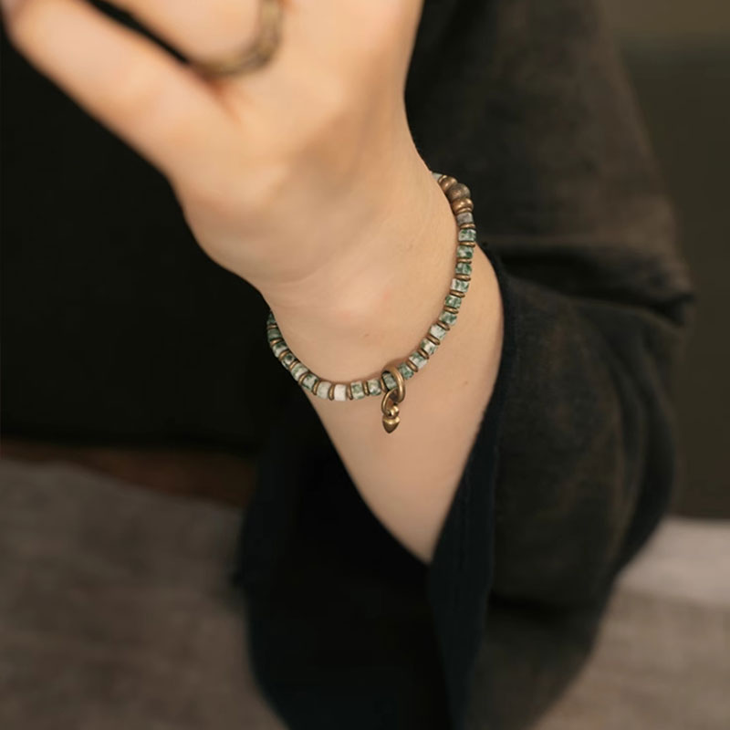 【 Abyssal Starlight】Blue-Green Spotted Stone / Bronze Bracelet