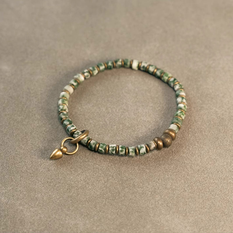 【 Abyssal Starlight】Blue-Green Spotted Stone / Bronze Bracelet
