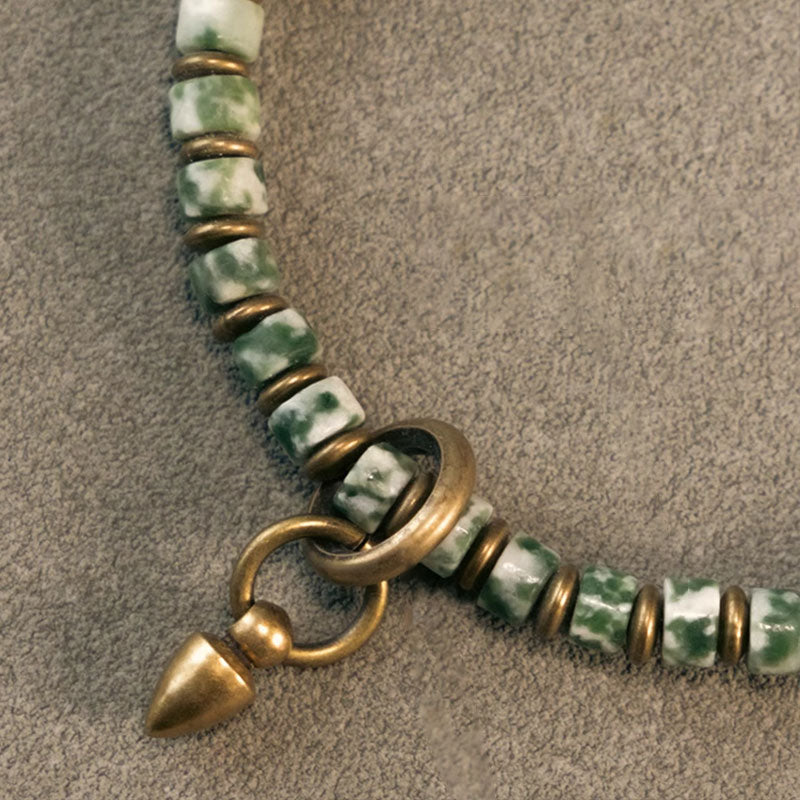 【 Abyssal Starlight】Blue-Green Spotted Stone / Bronze Bracelet