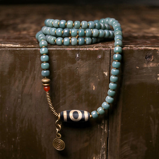 【Tibetan Yin Wheel】Green Shade Bodhi Root Mala