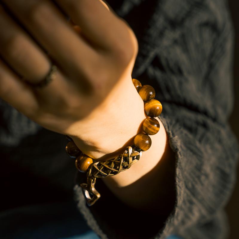 【Rock Veins of Western Tibet】Lightning Pattern Yellow Tiger's Eye Stone Bracelet