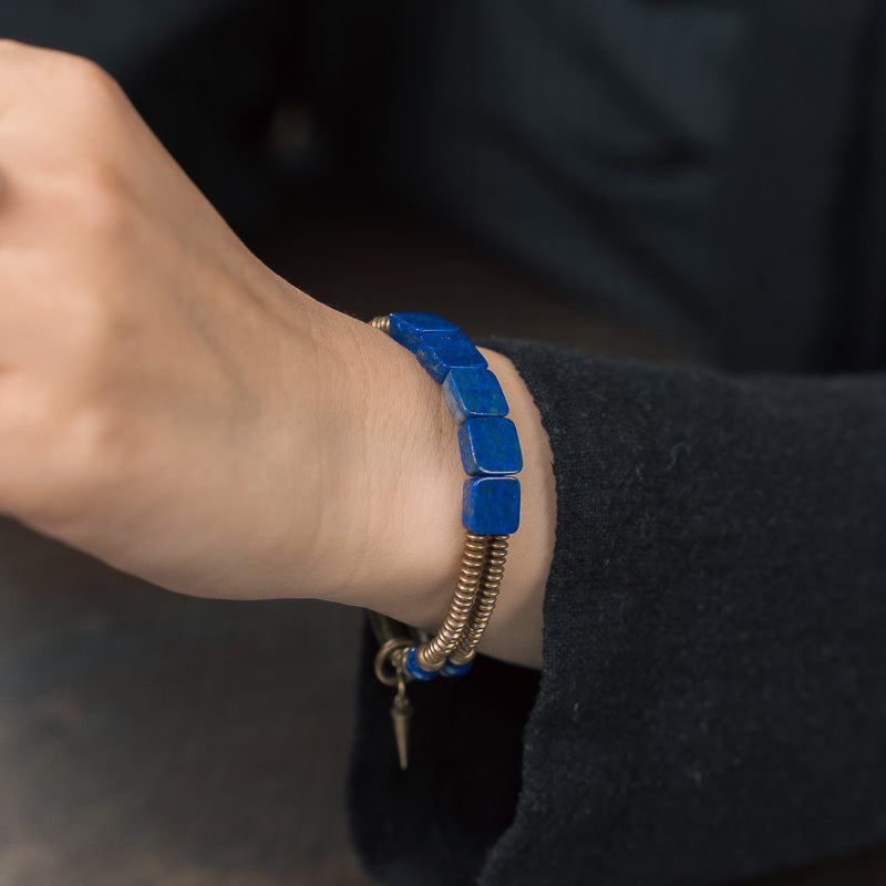 【Frozen Lake Night Pattern】Lapis Lazuli/Bronze Bracelet