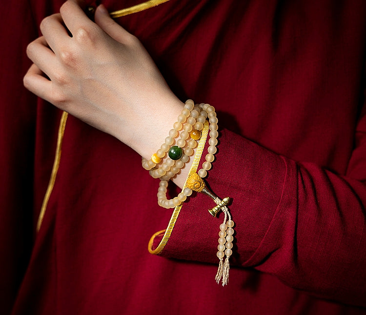 【Zangjiao Star Decree】108 Bead Sheep Horn prayer Bead Bracelet